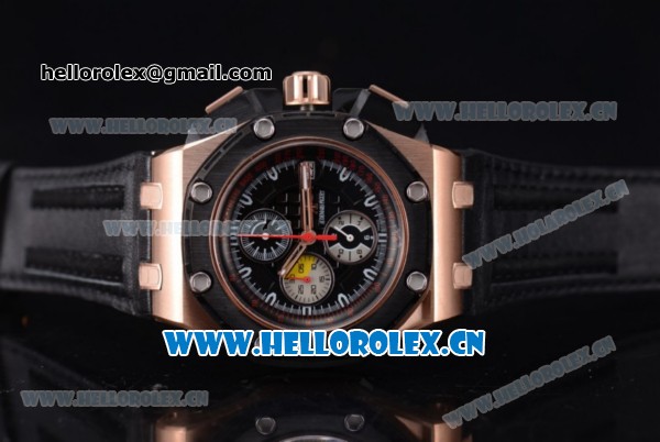 Audemars Piguet Royal Oak Offshore Grand Prix Automatic Chronograph Miyota OS10 Quartz Rose Gold Case with Black Dial Stick Markers and Black Leather Strap (EF) - Click Image to Close